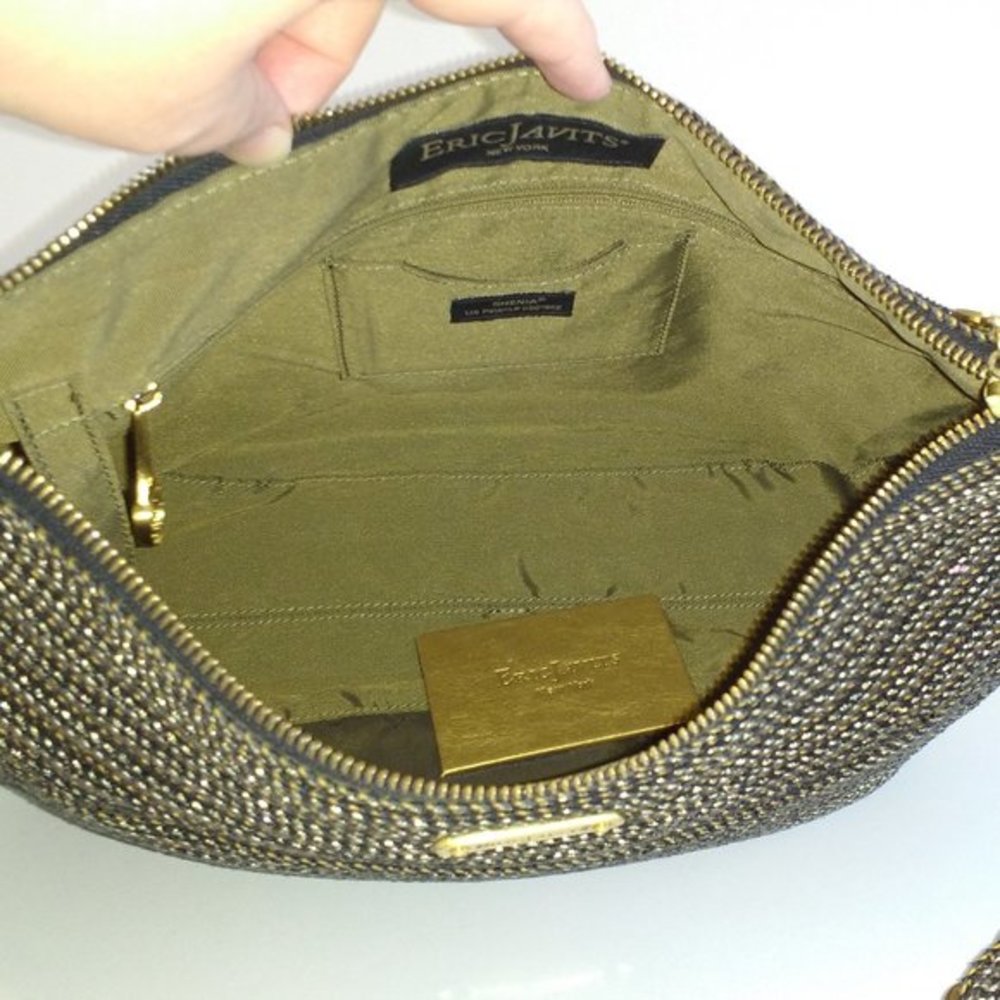 *Eric Javits New York Shenia woven neutral fabric gold chain shoulder bag - Picture 9 of 12